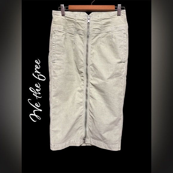 Free People We The Free I Want It All Corduroy Midi Skirt Size 28 - Picture 1 of 7